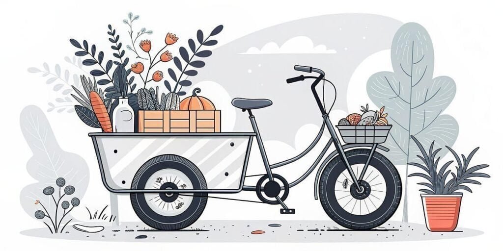 Autumn bicycle with a front basket filled with pumpkins and fall foliage, perfect for seasonal outdo.