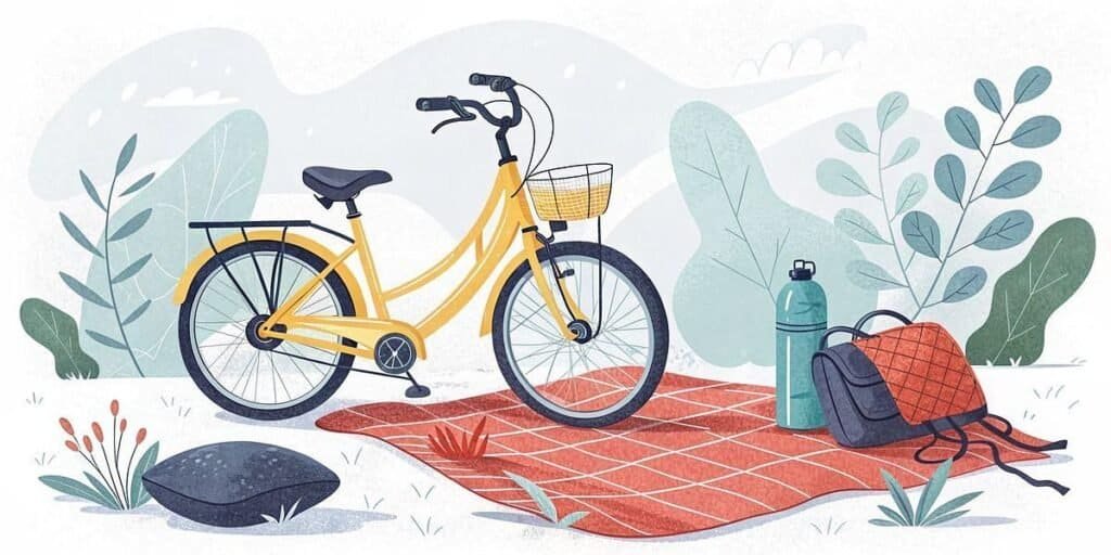 Yellow bicycle with a front basket, perfect for outdoor activities and commuting.