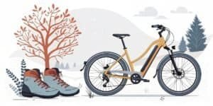 Electric mountain bike with rugged tires and frame for off-road cycling.